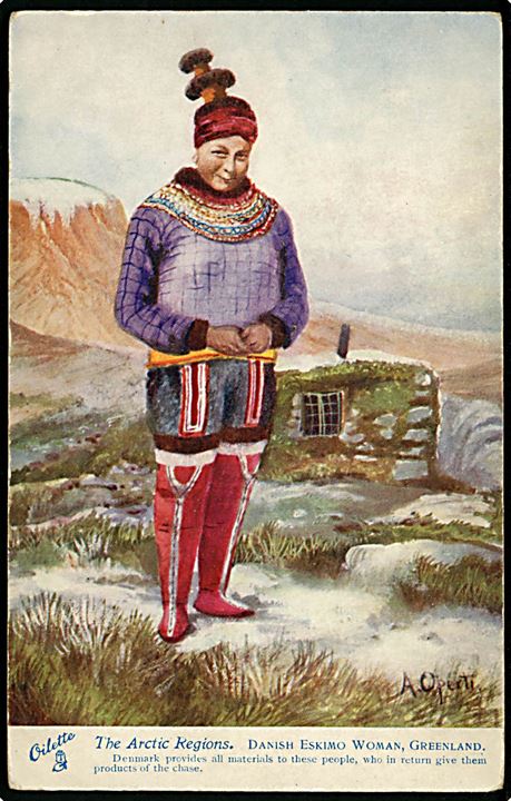 Albert Operti: Grønlandsk Eskimo kvinde. Tuck serie The Artic Regions no. 7339.