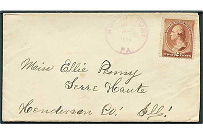 2 cents Washington på brev annulleret med stumt stempel og sidestemplet Bridgeton d. 26.3.1886 til Terre Haute, Ill.