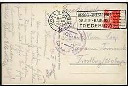 15 øre Karavel på brevkort (Salon-Schnelldampfer Odin) annulleret København d. 19.7.1933 og sidestemplet Salonschnelldampfer / Auf hoher See d. 18.7.1933 til Frostberg, Tyskland.