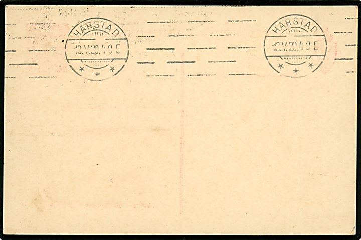 10 øre helsagsbrevkort fra Spitsbergen annulleret Advent Bay d. 7.5.1920 og 8.5.1920 via Harstad d. 13.5.1920 til Aarhus, Danmark - eftersendt til Randers. Uden meddelelse på bagsiden.