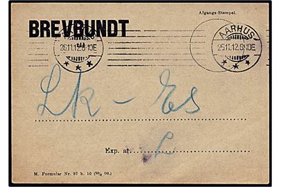 Brevbund fra Aarhus d. 26.11.1912 til Lk. Esbjerg. Formular Nr. 97 b. 10 (23/6 09).