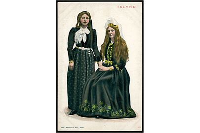 2 Islandske damer i folkedragter. Stenders Nationale Postkort serie u/no. 