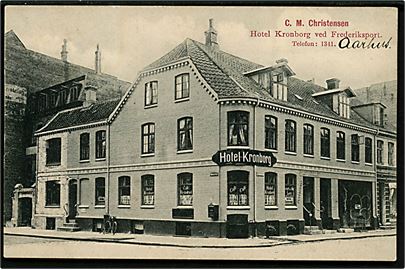 Aarhus. Frederiksport med Hotel Kronborg ved C.M. Christensen. J.J.N. no. 3514.