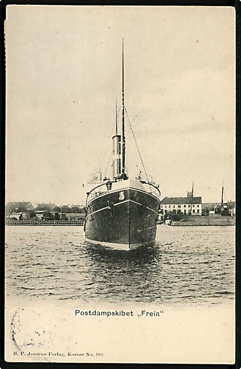 Postdampskibet Freia. H. P. Jensens Forlag, Korsør no. 968. 