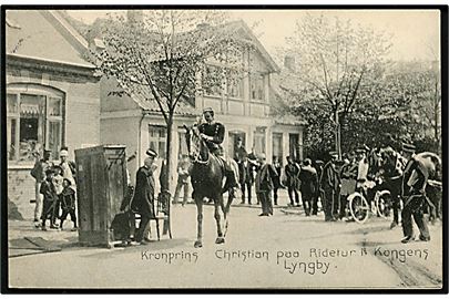 Lyngby, prins Christian på ridetur i Kongens Lyngby. Stenders no. 5731.,