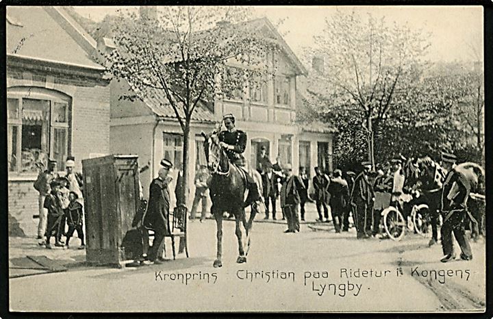 Lyngby, prins Christian på ridetur i Kongens Lyngby. Stenders no. 5731.,