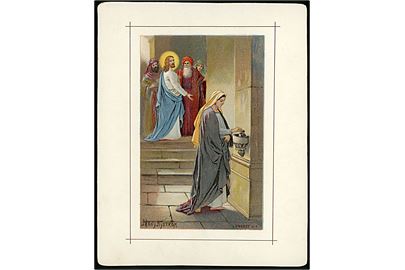 Jenny Nyström. Religiøst kartonkort. J.F. u/no.  (11x14cm). 