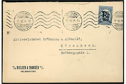 1½ mk./50 pen. Provisorium single på brev fra Helsinki d. 12.12.1924 til København, Danmark.