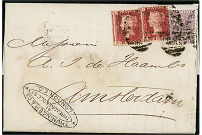 1d pl. 87 (2) og 6d pl. 6 Victoria på brev fra London d. 27.3.1868 til Amsterdam, Holland. 