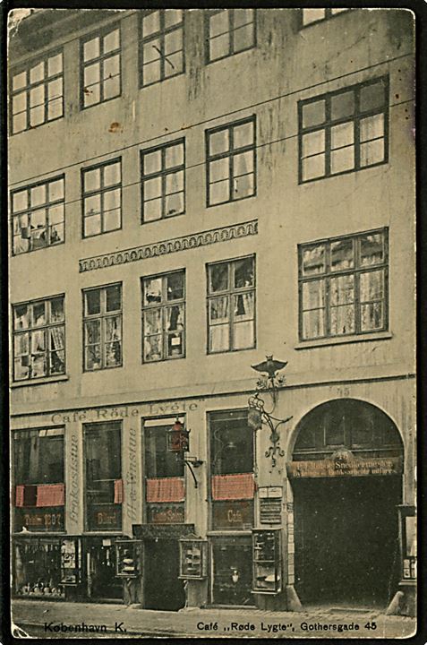 Gothersgade 45 med Café “Røde Lygte”. V. M. no. 2101. Hj.knæk.  Kvalitet 6