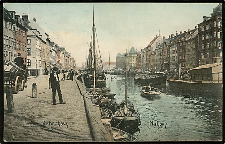 Nyhavn ved Lille Strandstræde med skibe. Stenders no. 3870. Kvalitet 8