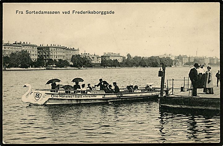 Frederiksborgvej, Sortedamssøen med rutebåd. E. H. Lorensen & Co. no. 1. Kvalitet 8