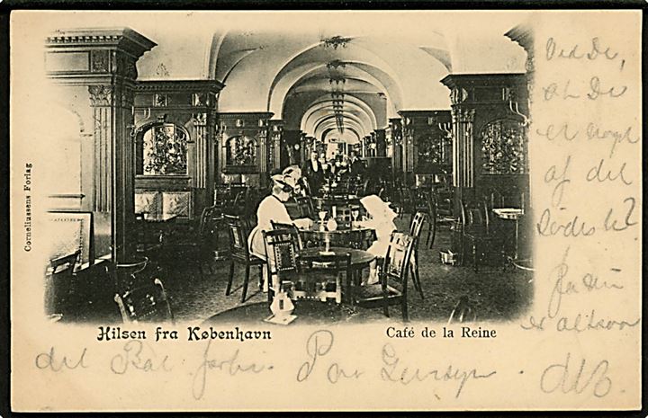 Søtorvet, Café de la Reine, Interiør. “Hilsen fra Kjøbenhavn”. Corneliussen u/no. Kvalitet 7