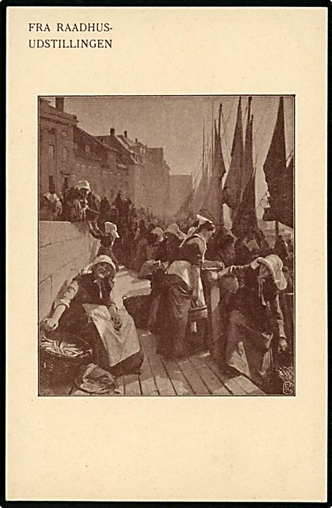 Gammel Strand med fiskekoner efter maleri på Raadhus Udstillingen ca. 1904. U/no. Kvalitet 9