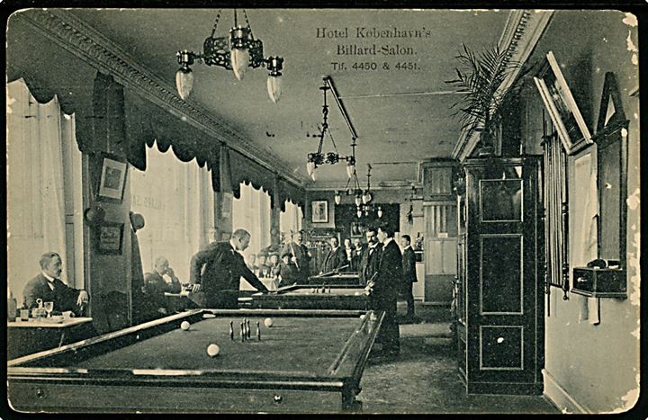 Vesterbrogade 13 Hotel København’s Billard-Salon. F.C.M. no. 509. Runde hjørner.  Kvalitet 6