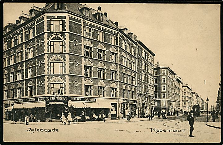 Enghave Plads 6 hj. Flensborggade med Café Viborg. N. K. no. 685. Kvalitet 8