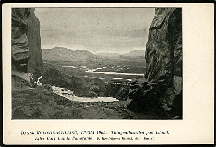 Tivoli. Dansk Koloniudstilling 1905. Thingvallasletten på Island. F. Hendriksen u/no. Kvalitet 8