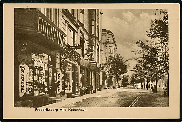 Frederiksberg Allé 29 D. Schmoll’s Boghandel med salg af Postkort. Reklamekort u/no. Kvalitet 8