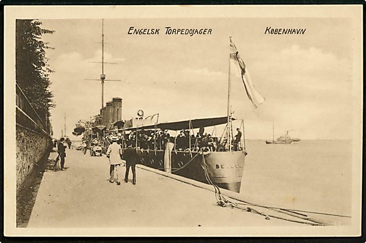 HMS “Bellona”, britisk krydser ved Langelinie 1913. Dansk Lystrykkeri no. 1213. Kvalitet 8