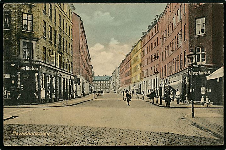 Ravnsborggade hj. Sankt Hans Gade. L. C. Petersen u/no. Anvendt 1917. Kvalitet 7