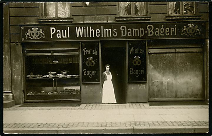 Baggesensgade 38 Paul Wilhelm’s Damp-Bageri. Fotokort u/no. Kvalitet 8