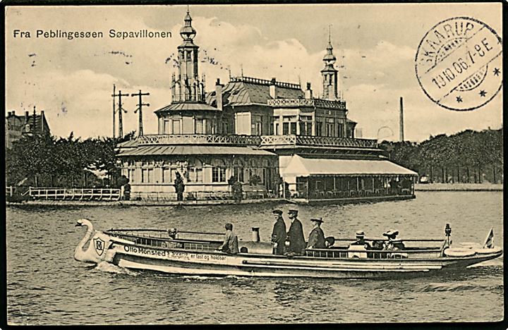 Gyldenløvesgade 24 med Søpavillonen og rutebåd på Peblinge Sø. E. H. Lorenzen & Co. no. 6. Kvalitet 8