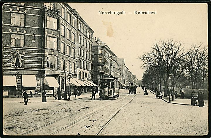 Nørrebrogade 118 ved Jagtvej med sporvogn no. 62. Sk. B. & Kf. no. 2819. Kvalitet 7