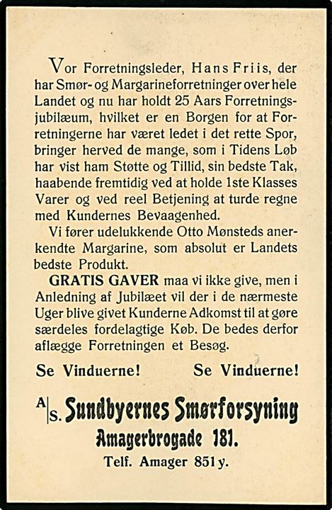 Silkeborg, Paradisøerne set fra Sejs. Reklamekort fra Sundbyernes Smørforsyning uden adr. linier. U/no. Kvalitet 7