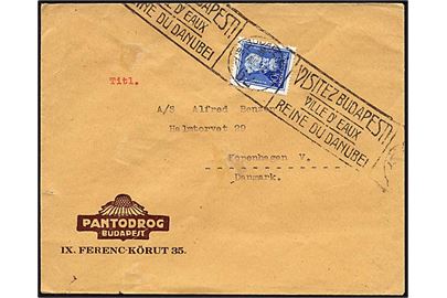 40 filler blå på brev Budapest d. 17.8.1937 til København.