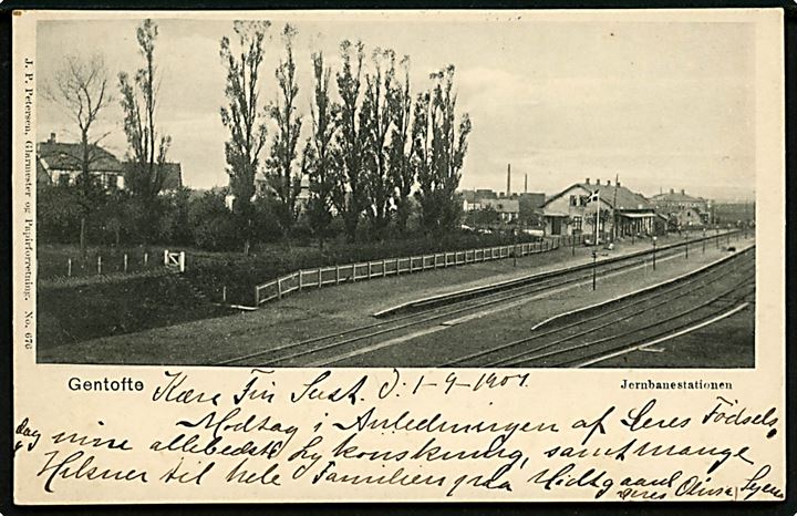 Gentofte jernbanestation. J. P. Petersen no. 676. Anvendt 1907. Kvalitet 8