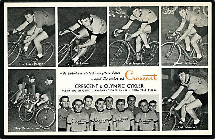 Sport. Vinterbane cykling. Reklamekort for Crecent & Olympic cykler. U/no. Kvalitet 9