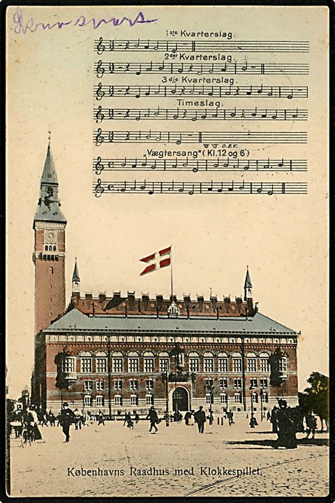 Københavns Raadhus med klokkespillet. Fritz Benzen no. 177. Kvalitet 7