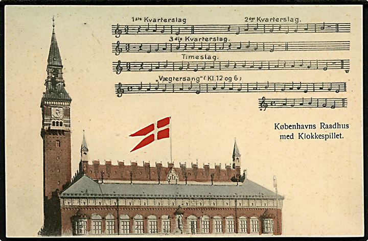 Københavns Raadhus med klokkespillet. Fritz Benzen no. 65. Kvalitet 7