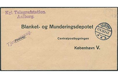 Tryksagsrekvisition E.Form. 5 (9/8 1927) sendt som Tjenestesag fra Kgl. Telegrafstation i Aalborg d. 17.4.1928 til Blanket- og Munderingsdepotet i København.