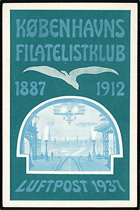 Københavns Filatelistklub 1887-1912. Fremtidens Luftpost i 1937. A. Jacobsen u/no. Kvalitet 9