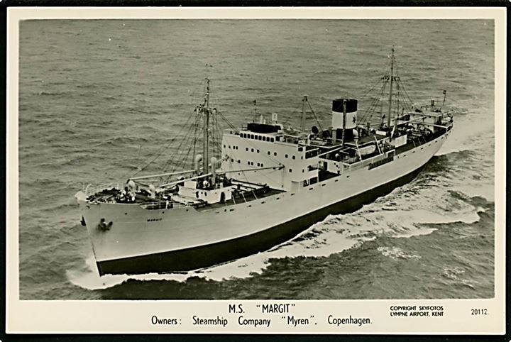 “Margit”, M/S, Rederiet Myren. Skyfoto no. 20112. Forlist i Stillehavet 1965. Kvalitet 8a