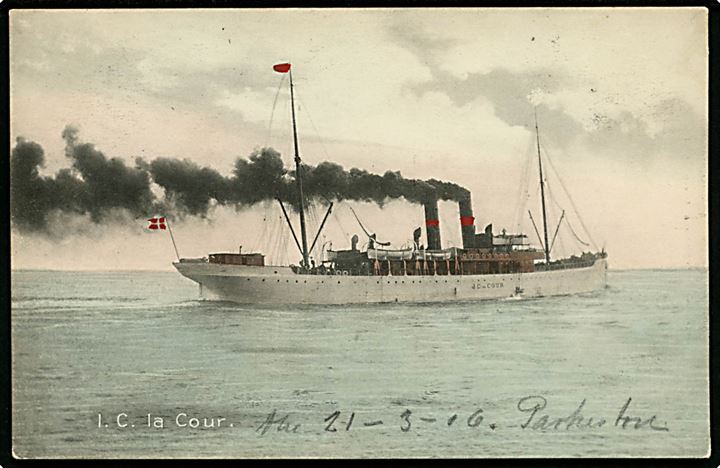 “I. C. la Cour”, S/S, DFDS Englandsbåd. Esbjerg Papirforsyning no. 2181. Kvalitet 8