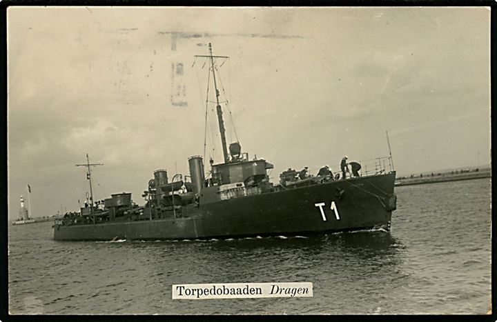 Marine. “Dragen”, Torpedobåd “T1”. Fotokort u/no. Kvalitet 7
