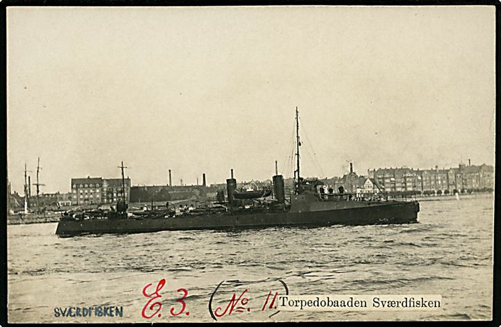 Marine. “Sværdfisken”, torpedobaad. U/no. Minesprængt i Langelandsbælt 1918 Kvalitet 7