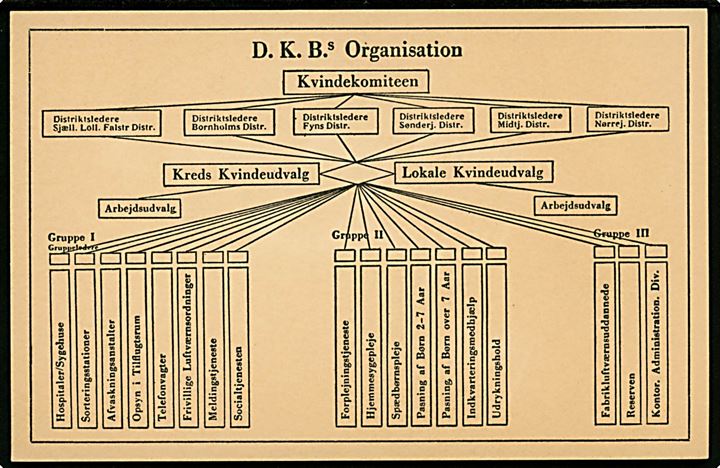 Verdenskrig 2. Danske Kvinders Beredskab (D.K.B.) Organisation. Stenders u/no. Kvalitet 9