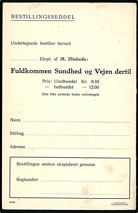 Reklame. Gyldendalske Boghandel illustreret dobbelt tryksagsbrevkort. 4 øre Bølgelinie med perfin “G.B.”. Kvalitet 7