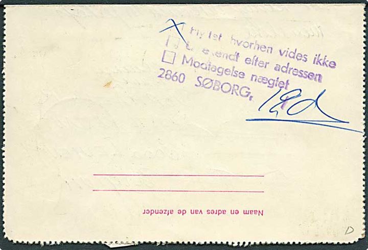 Belgisk 3 fr. helsagsbrevkort opfrankeret med 4 fr. fra Leuven d. 16.9.1970 til Søborg, Danmark - eftersendt til Sjælands Odde og igen til Nykøbing Sj.