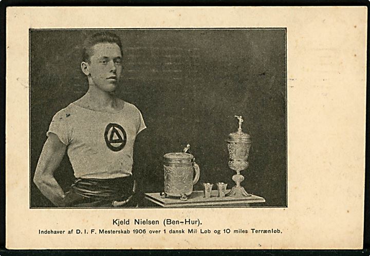 Sport. Atletik. Kjeld Nielsen (Ben-Hur) D.I.F. mester 1906 i 1 dansk mil løb og 10 miles terrænløb. U/no. Kvalitet 7