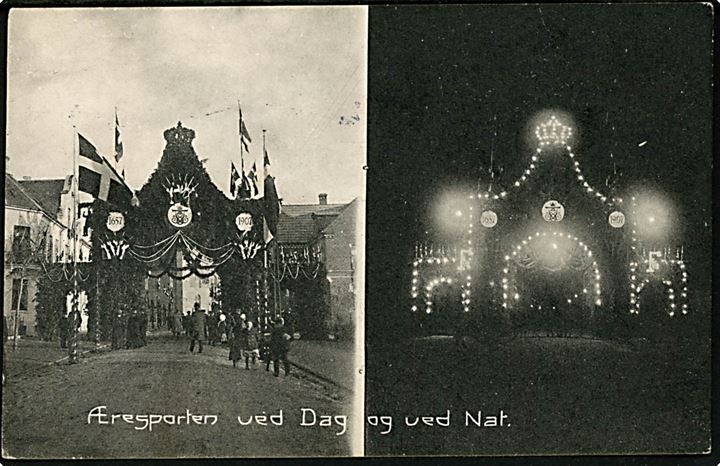 Militær. 6. Bat. 250 års jubilæum 1657-1907. Æresport i Viborg ved dag og nat. U/no. Anvendt 1914. Kvalitet 8