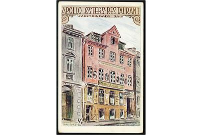 Martin Sofus Arildskov: Apollo Østers-Restaurant, Vestergade 24. Reklamekort Chr. Cato u/no. Kvalitet 7