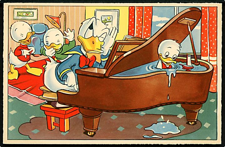 Walt Disney: Anders And og ungerne spiller flygel. Mickey Mouse Corp. serie 158.  Kvalitet 9