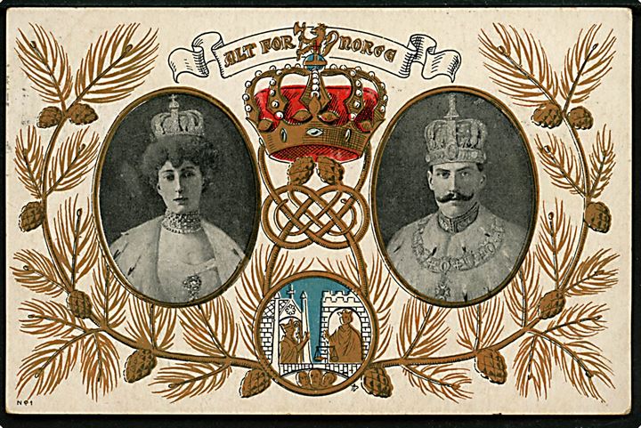 Kong Haakon VII og dronning Maud. Mittet & Co. no. 1 Kvalitet 7