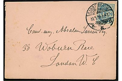 20 øre Våben på brev fra Kjøbenhavn d. 31.5.1900 til London, England.