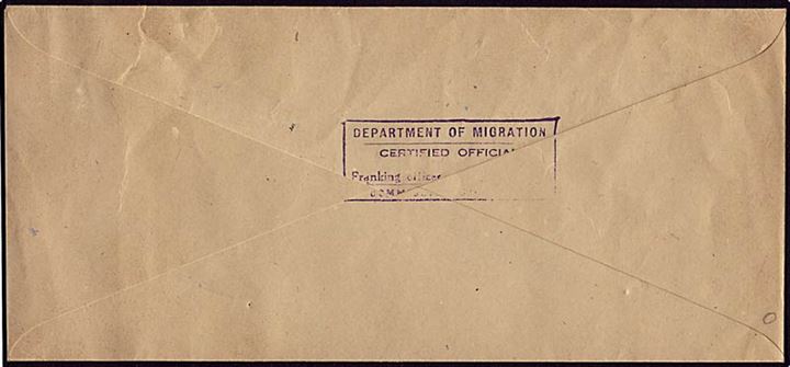 Brev fra Palæstina med diplomatpost til København (d. 6.11.1947) fra udvandringsdepartementet.