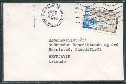 1,20 fr. St. Pol de Leon single på lille sørgekuvert fra Paris d. 30.1.1976 til Reykjavik, Island.